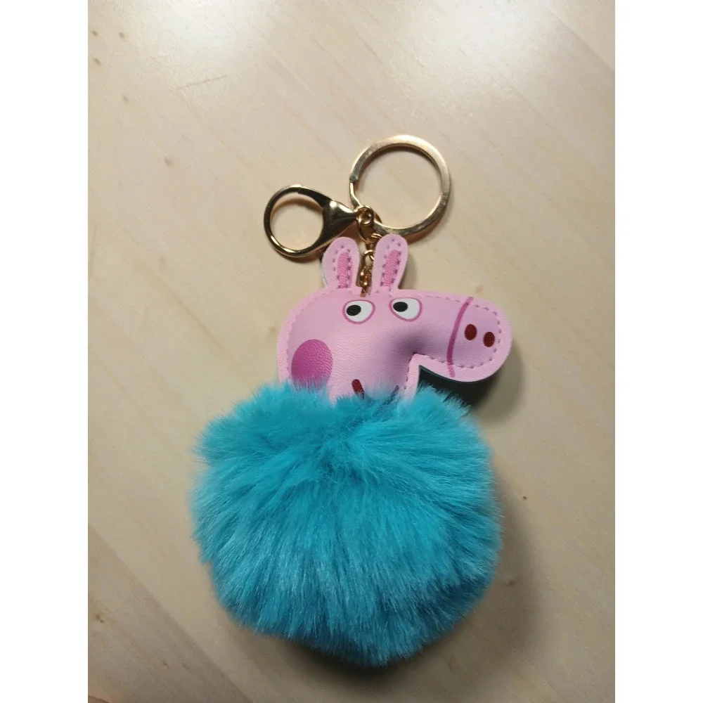 Peppa Pig Vibrant Blue Fur Ball Keychains